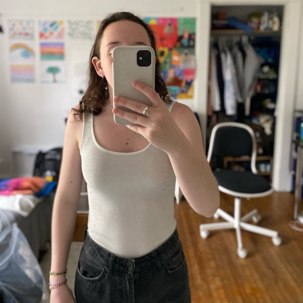 Sparkly white body suit
